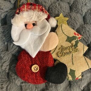 Source Unknown Santa and Tree Ornament - Red and Gold